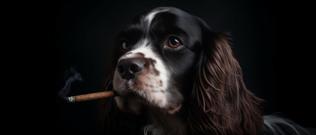 Retrato de un perro con un cigarrillo IA generativa