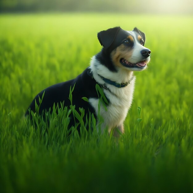 Retrato de perro Doberman con expresión humana feliz generado por ai