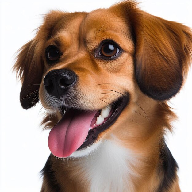 Foto retrato de un perro feliz aislado sobre un fondo blanco