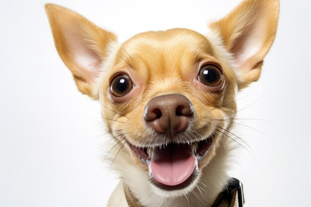 Foto retrato de perro feliz mirando al frente