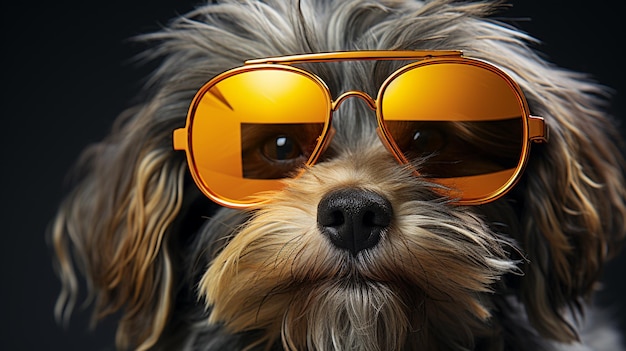 Retrato de un perro con gafas de sol