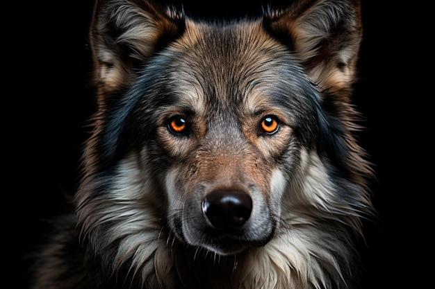 retrato de un perro husky siberiano con pelaje negro