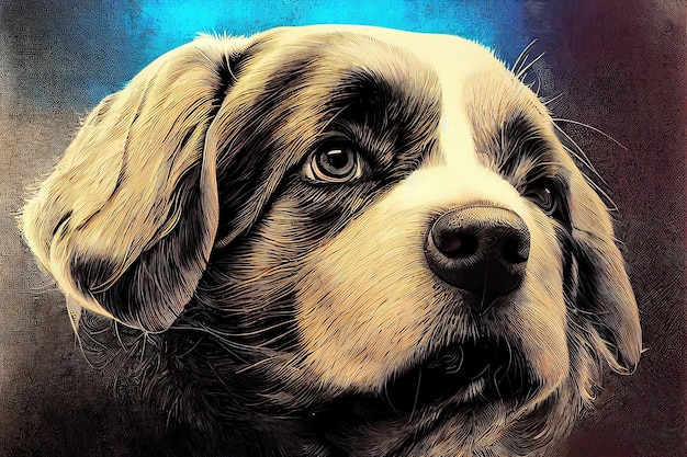 Retrato de un perro Ilustración de arte de perro Pintura de ilustración de estilo de arte digital