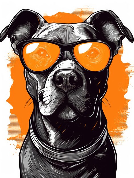 Retrato de perro en una ilustración vectorial naranja