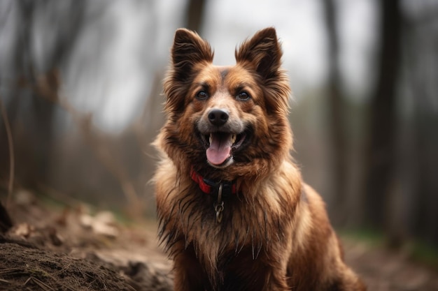 Retrato de un perro juguetón al aire libre creado con ai generativo