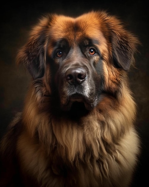 Retrato de un perro leonberger gigante