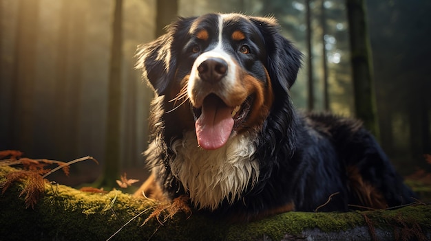 Retrato de un perro de montaña bernese al aire libre