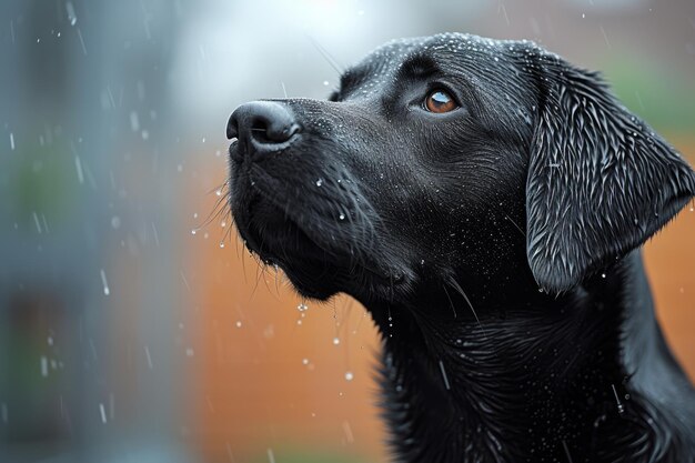 Retrato de un perro negro en la calle