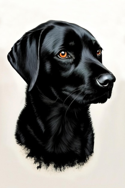 Retrato de perro negro Labrador Retriever ilustración generativa ai