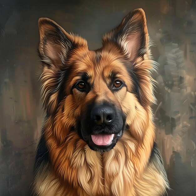 Retrato de un perro pastor alemán