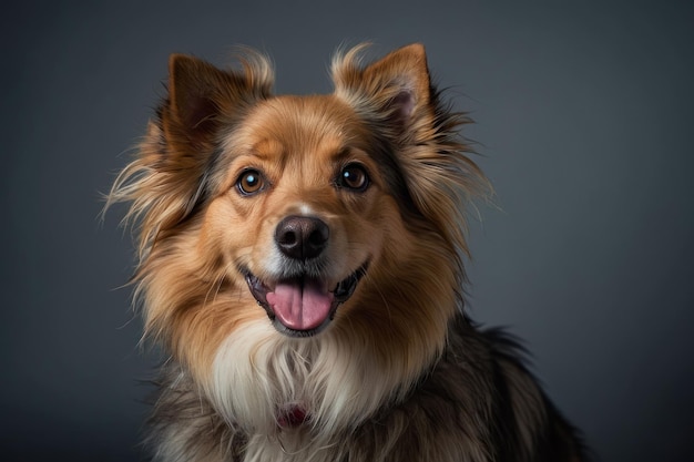 Retrato de un perro peludo tricolor