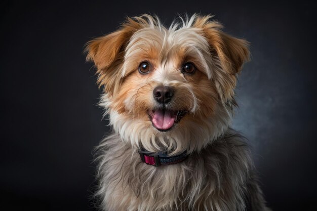 Retrato de un perro peludo tricolor