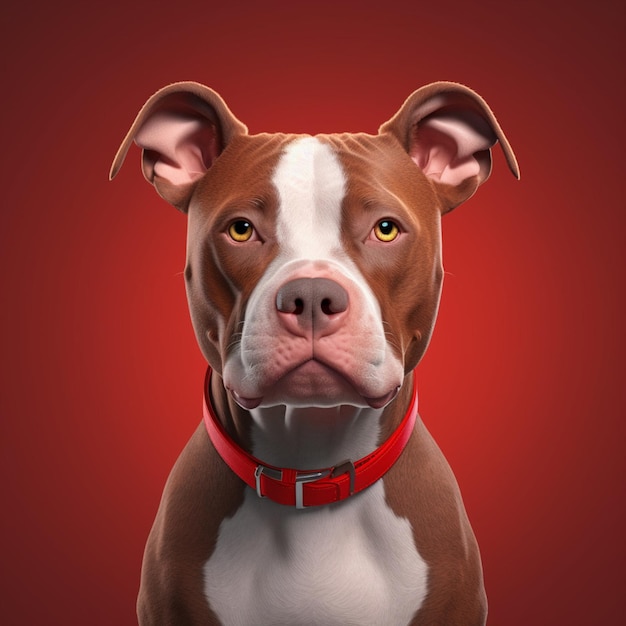 Foto retrato de perro pitbull realista con fondo rojo retrato portaretrato portlain dog pitbull cute