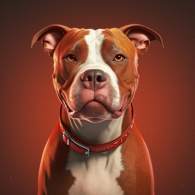 Foto retrato de perro pitbull realista con fondo rojo retrato portaretrato portlain dog pitbull cute