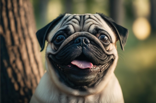 Retrato de perro Pug