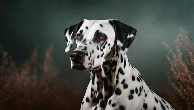 Retrato de un perro de raza dálmata Una mascota linda posando al aire libre Un compañero canino