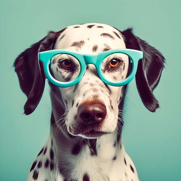 Retrato de perro Vibes de los años 50 con gafas hipster