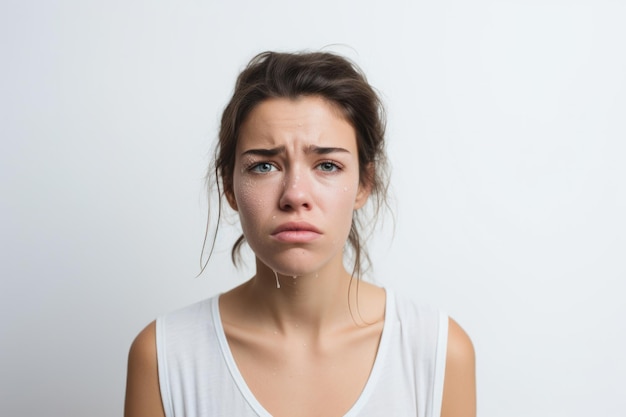 Foto retrato de una persona preocupada o triste