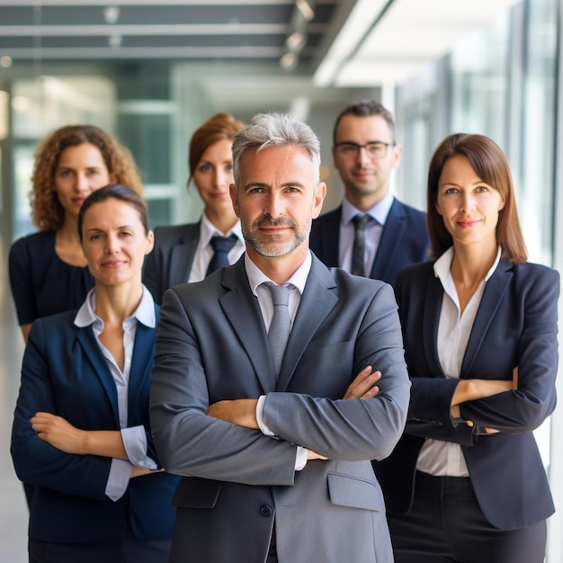 retrato de personas de negocios confiadas en la oficina