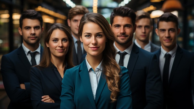 Foto retrato de personas de negocios felices en la oficina