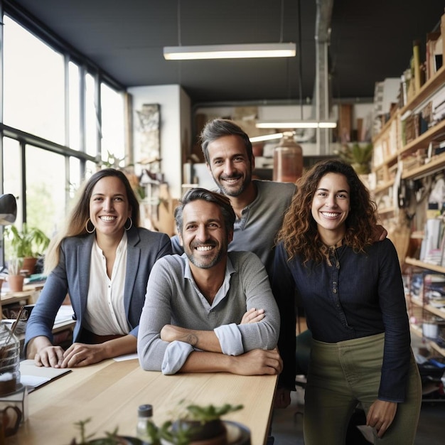 Foto retrato de personas de negocios sonrientes en la oficina creativa