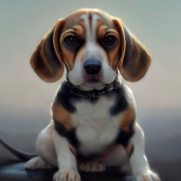 Retrato pintado de um cachorro beagle