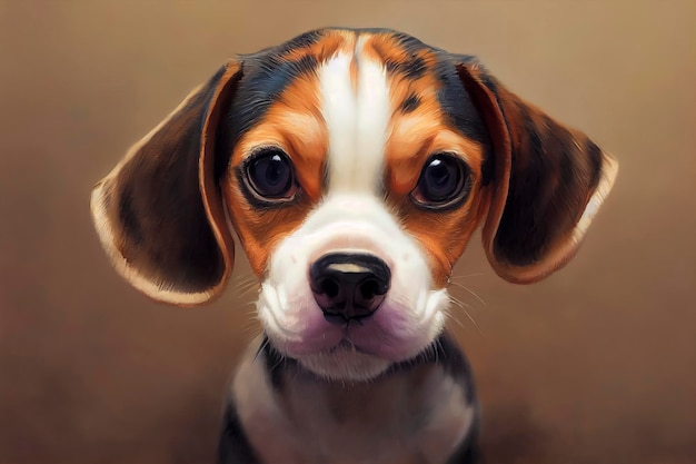 Retrato pintado de um cachorro beagle