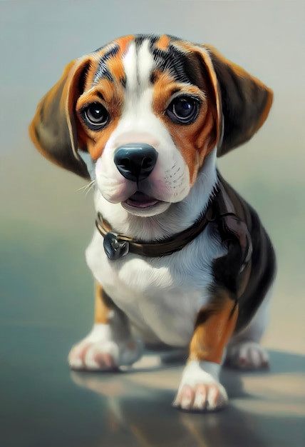 Retrato pintado de um cachorro beagle