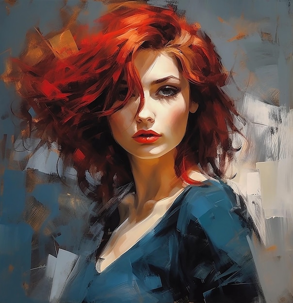 Un retrato pintado de una mujer joven hermosa