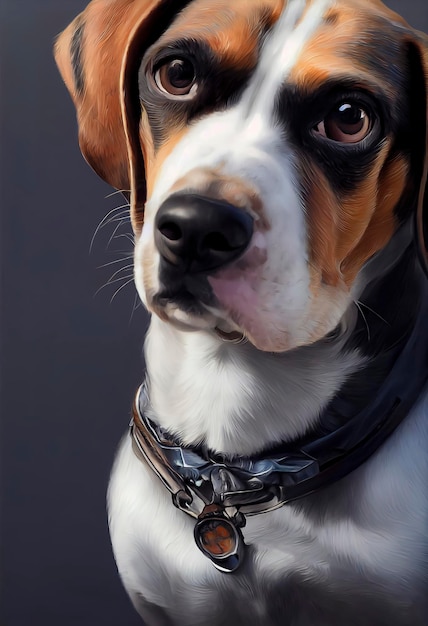 Retrato pintado de un perro beagle