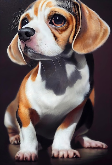 Retrato pintado de un perro beagle