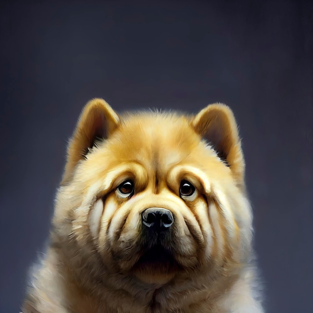 Retrato pintado de un perro Chow Chow