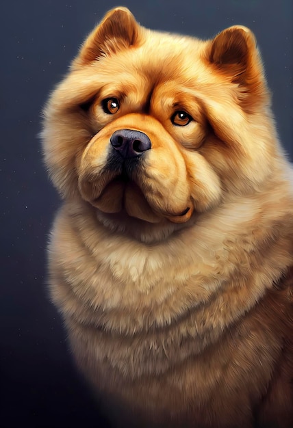 Retrato pintado de un perro Chow Chow