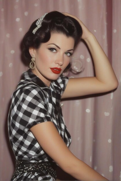 Foto retrato de una pinup rockabilly mujer sensual ai generado