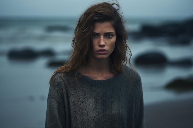 Retrato de playa que refleja las emociones