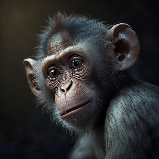 Retrato de primate Una imagen de primer plano de alta calidad generada por IA de un mono increíblemente detallado