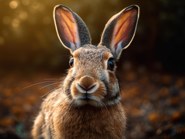 Foto retrato de primer plano de un conejo creado con tecnología de ia generativa