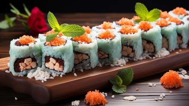 Un retrato en primer plano de la elegancia y precisión en el arte del sushi