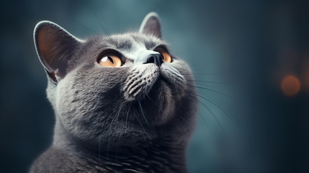 Retrato en primer plano de un gato británico de pelo corto gris