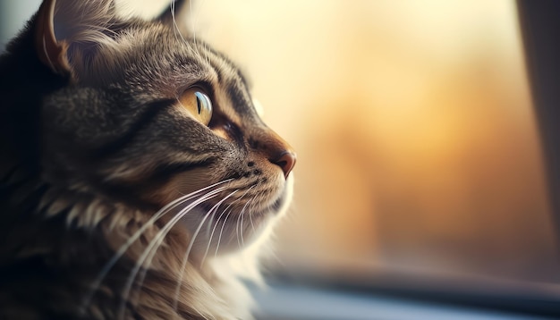 Retrato en primer plano de un gato mirando en la distancia