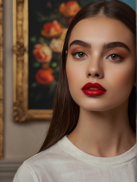 Un retrato en primer plano de una hermosa mujer joven.