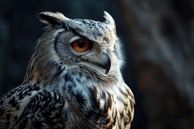 retrato en primer plano de un hermoso búho en el bosque pájaro en el hábitat natural