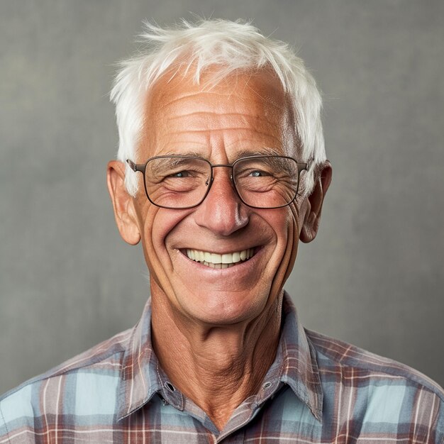 Foto retrato en primer plano de un hombre sonriendo para una cámara