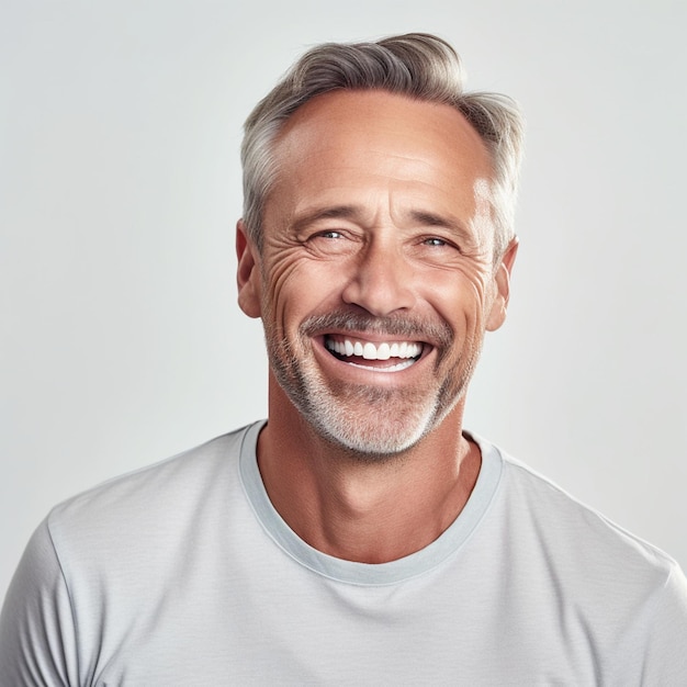 Foto retrato en primer plano de un hombre sonriendo para una cámara