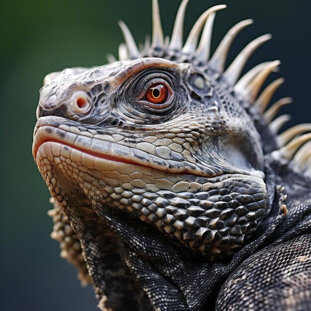 Retrato en primer plano de una iguana verde Iguana iguana