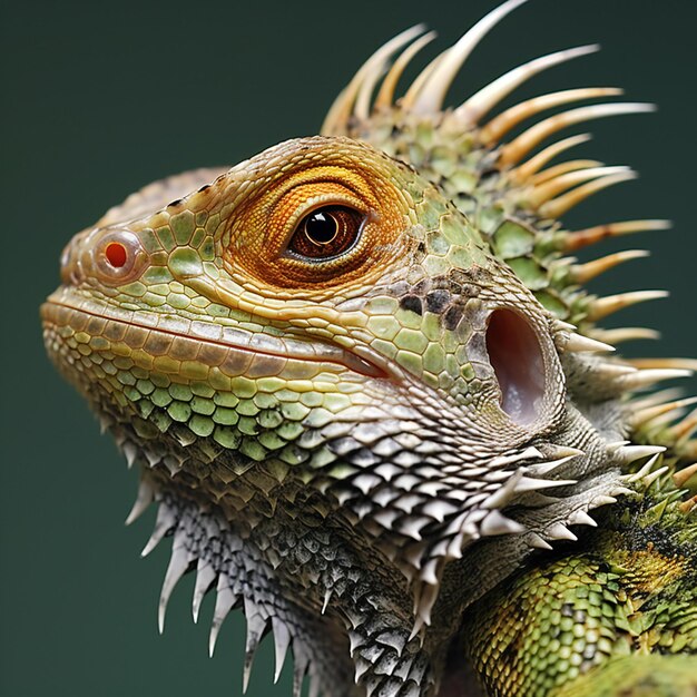 Retrato en primer plano de una iguana verde Pogona vitticeps