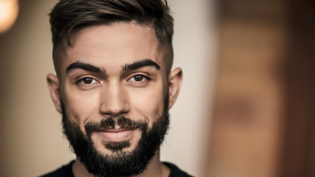 Retrato en primer plano de un joven barbudo