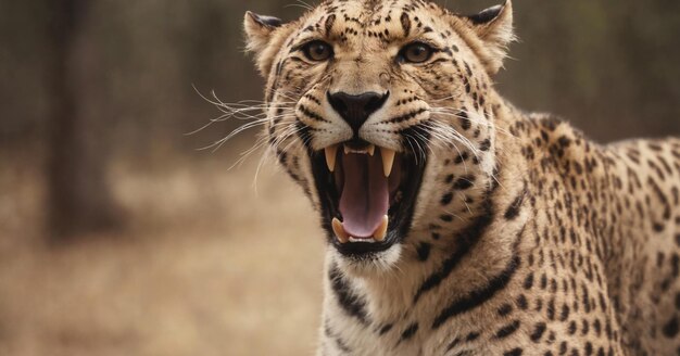 Retrato en primer plano de un leopardo furioso