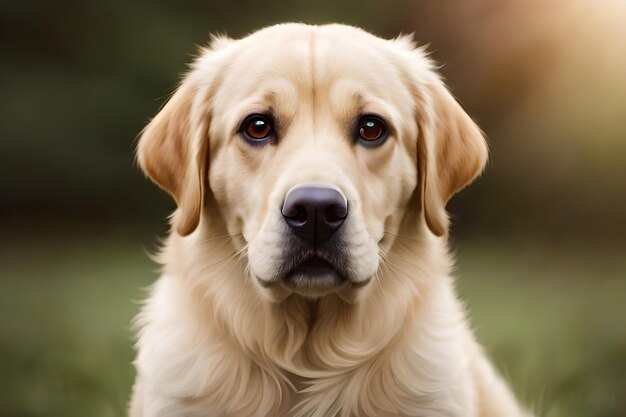 retrato en primer plano de un lindo labrador con fondo bokeh