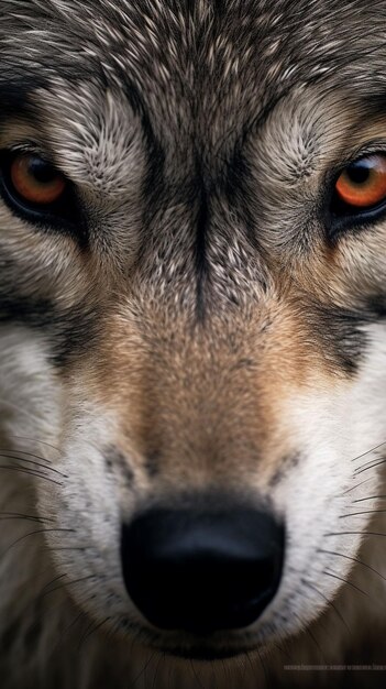 Foto retrato en primer plano de un lobo en el bosque